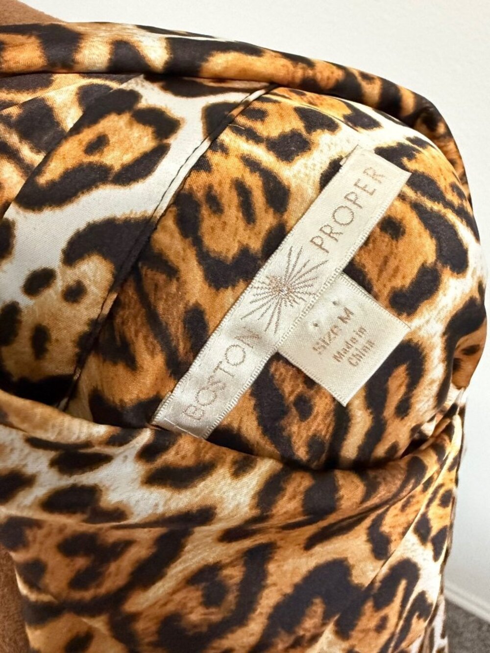 Boston Proper Long Sleeve Button Front Satin Animal Print Shirt Dress Size M - Picture 7 of 10